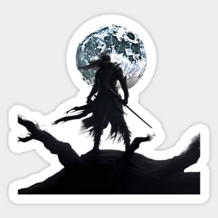 Moonlit Malevolence: The Demonic Shadow Warrior Sticker